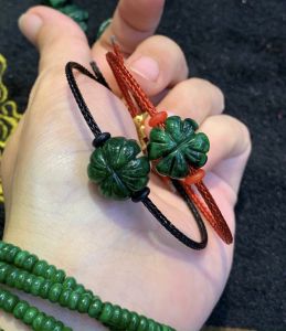 Vòng dây cáp Cỏ 4 lá Ngọc Cẩm Thạch Sơn Thủy