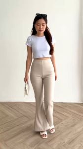 Flare pants - Highwaist celana cutbray scuba wanita