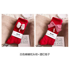 2026 New Year Horse Red Socks Womens Sweet Design Checkered Butterfly Knot Mid-Calf Cotton Socks for Autumn Season