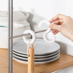 Foldable O-Shaped Bathroom And Closet round Rod Hooks Resin Material Supports up to 3kg Double Hooks Home Organization Tools
