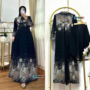 GAMIS SYARI CERUTY SYARI KERAH TALI SET HIJAB