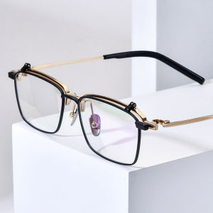 FONEX 180° Flip Titanium Eyeglasses Frame Men Brand Design Square Glasses Flip-Up Ultralight-Weight High-Quality Japanese Optical Eyewear S-401T