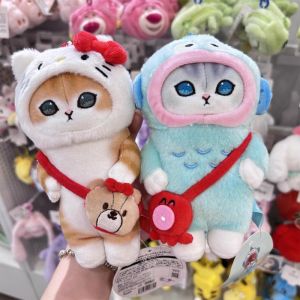 Sanrio Shark Cat Kuromi Hello Kitty Hangyodon Plush Toys Cinnamoroll Cat Cosplay Mofusand Plush Keychain Pendant Girls Gifts