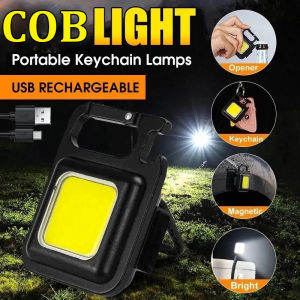 Mini Camping Light LED Flashlight USB Rechargeable Glare COB Pocket Keychain Light