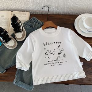 Boys Long Sleeve Cotton T-Shirt Cartoon Print Base Layer Shirt Baby Fashionable Versatile Top Trendy Korean Style Kids Clothes