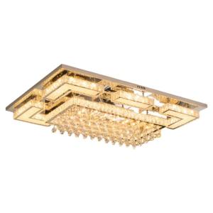 Modern Simple Living Room Crystal LED Ceiling Light Rectangle Bedroom Home Use Luxury Lighting Fixture Stainless Steel Body
