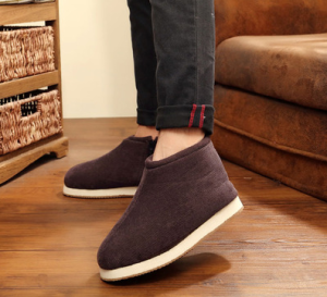 Winter Men and Women Casual Warm Non-Slip Foam Sole Side Zipper Corduroy Handmade Cotton Shoes Cold Protection Fleece Cotton Shoes