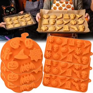Halloween Food-Grade Silicone Baking Mold Ghost Spider Pumpkin Skull Bat Shape Chocolate Candy Cookie Non Stick DIY Kitchen Tool 