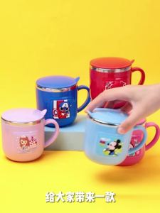Cốc nước cho bé 260ML cốc cho ăn sữa Mickey cốc nước sáng tạo cho trẻ em cốc tập uống cốc bằng thép không gỉ
