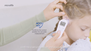 Microlife IR 210 Infrared Ear Thermometer Digital Fast 1 Second Fever Alarm with ACCUsens and Hygienic Probe Covers for Baby and Adult