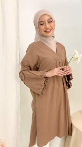 Solekha - Atasan Wanita Tunik Basic Linen Rami Crinkle