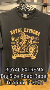 ROYAL EXTREMA Mens Big Size Road Rebel Vintage Graphic Round Neck T-Shirt RE1019 T-Shirt Grafik Lelaki Saiz Besar