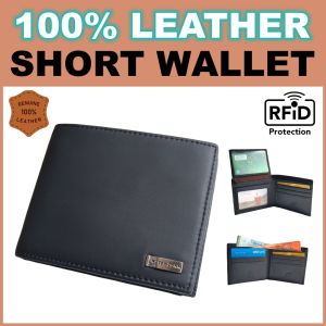 SEAZONN DOMPET LELAKI KULIT LEMBU BETUL DOMPET ANTI KECURIAN KAD Mens Top Grain Leather RFID Blocking Bi-Fold Wallet for Men
