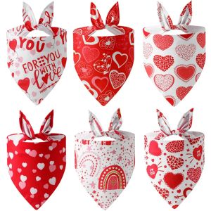 HBESTY 50pcs/Pack Valentines Day Pet Bandana Single Layer Love Pet Saliva Towel Dog Triangle Towel Pet Accessories Dog Towel