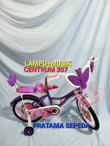 Sepeda Anak Perempuan Ukuran 16 Inch 5 Tahun Musik Lampu Keranjang Besi