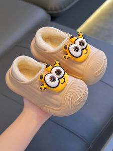 Childrens Cotton Slippers Anti-Slip Home Wear Waterproof Outdoor Princess Style Baby Shoes Boy Girl Cartoon Design PVC Material