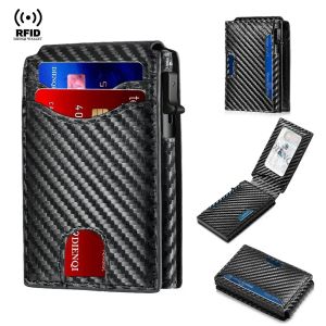 Rfid Bank ID Credit Cards Storage Boxes Organizer Carbon Fiber Men Anti Theft Slim Thin Money Card Holder Case Minimalist Wallet