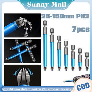 7PCS Mata Obeng Hex Shank Ph2 Magnetik 25-150mm/Mata bor Obeng Magnetic PH2 anti slip Untuk Alat Pertukangan