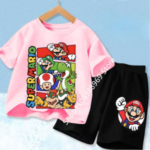 Bandai | Bộ Quần Áo Trẻ Em Mùa Hè Áo Thun Ngắn Tay In Hình Hoạt Hình Super Marios Và Quần Short Thường Ngày Trang Phục Bằng Vải Polyester Mềm Mại Cho Bé Trai Và Bé Gái