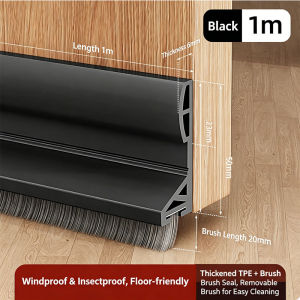 Self-adhesive TPE Brush Weather Stripping Door Bottom Seal Strip Sound Insect Blocker Noise Reduction Household Draft Stopper