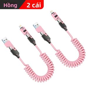2 CÁI Cáp Sạc Nhanh 4IN1 USB-C Sang USB-A Hợp Kim Kẽm 65W Dành Cho iPhone Xiaomi PD Đồng Bộ Dữ Liệu Cáp Điện Thoại Loại C