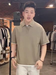 Summer New Mens Polo Shirt Casual Pure Color Simple Match Business Leisure Short Sleeve Turn-down Collar Fashionable Top