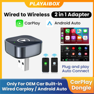 Wireless Carplay Android Auto Wireless Adapter Smart Dongle 2in1 2.4G & 5.8Ghz WiFi BT Auto Connect Plug&Play For Wired AA CP
