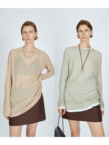 Cest M High Twist Cotton Long T-Shirt Lightweight Transparent Fashionable Base Layer Top for Women Summer Season Cotton 100%