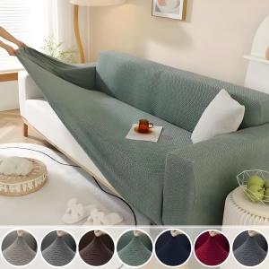 ผ้าคลุมโซฟา Jacquard สำหรับห้องนั่งเล่น ผ้าคลุมโซฟาหนาแบบยืดหยุ่น สำหรับโซฟา 1/2/3 ที่นั่ง รูปตัว L พร้อมปลอกหมอน 1 ใบ