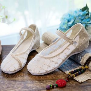 Giày Đế Xuồng Mũi Tròn Mùa Xuân Hè Mới Cho Nữ Giày Lười Lưới Thoáng Khí Giày Đế Cao Su Đơn Thời Trang Giày Đế Xuồng Đế Xuồng