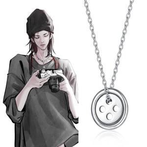 Couples Button Necklace Titanium Steel Cross Chain Anti-Fading Second Button Design Fashion Jewelry Accessory
