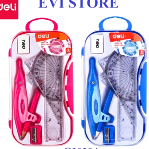 Bộ eke compa 7 món Deli 30204 / 30404 Compa chì Gỗ Deli G30204 / G30404