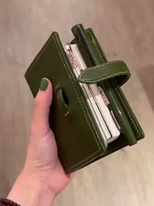 M5 Green Leather Notebooks Portable Pocket Book Loose Leaf Notebook With 60/40 Blank Inner Page Suitable For Girl Back To School