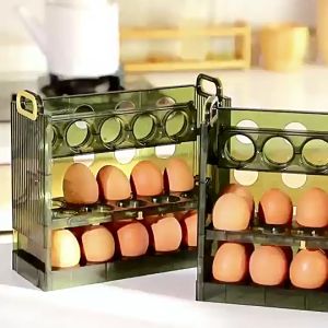 （SG READY STOCK) Egg Storage Box  30 Egg Tray Keep Fresh Egg Holder 3Layer Plastic Portable Egg Rack Holder
