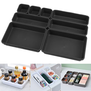Make Up Organizer Box Sundries Jewellery Holder Kitchen Bathroom Storage Trays 8pc/set Closet Cover Storage Drawer Storage Box