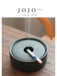 Elegant Black Ceramic Ashtray JOJOS L. PD Zen Chinese Style Tea Room Office Home Decorative Creative Gift Fashionable Ashtray