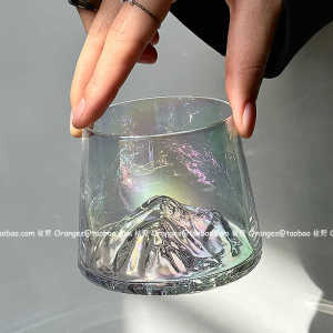 Colorful Fujisan View Glass Water Cup Tea Cup Ice Mountain Water Glass Cup Home Use Whiskey Glass Nordic Style Vintage