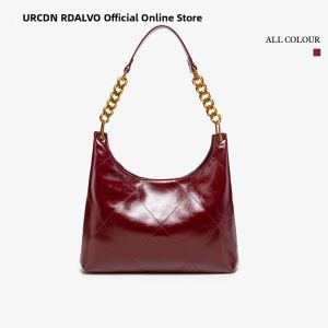 URCDN RDALVO | High Quality Diamond Pattern Chain Tote Bag Red