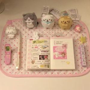 New Pink Love Quilted Japanese Style Ancient Table Mat Tablecloth Ins Style Student Desk Material Heart Shaped Table Mat Cute