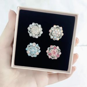 SO SEOUL Leilani Flower Blossom Austrian Crystal Mini Baby Brooch Keronsang Hijab Pin
