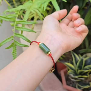 Q1147 Vòng lu thống Ngọc Bích xanh lá dây cáp ko kén mệnh - Phong Thủy TUDO
