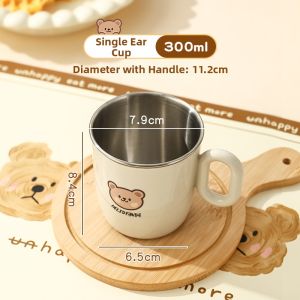 WODEBAIHUI | Non-slip Baby Meal Learning Tableware Set Milk Cup Bowl Spoon Fork