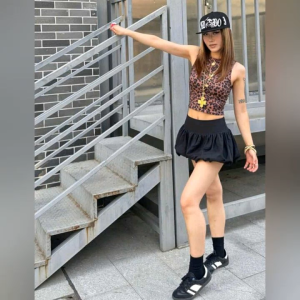 T Korean Fashion  Plain Color  Girl Bubble Skirt