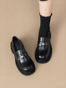 Josiny | Thick Sole Loafers Women Easy Slip On Round Toe Thick Heel