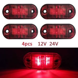 4Pcs Set White Yellow Red Marker Lights 12V LED Car Side Marker Tail Light 24V Trailer Truck Lamp Waterproof Plastic Signal Lamp