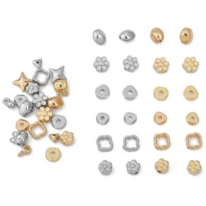 30-50pcs Gold/Rhodium Plated CCB Star Flower Loose Space Beads For DIY Bracelet Necklace Jewelry Making