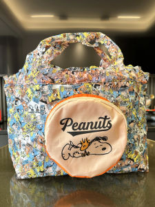 Japanese Style New Snoopy Large Capacity Foldable Shopping Bag Drawstring Cosmetics Bag Shoulder Bag Eco-friendly Bag Picnic Bag