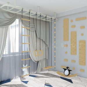 Indoor Cloud Ladder Frame Childrens Climbing Training Equipment Sensory Training Arm Strength Metal Toy for Kids Ages 2-14