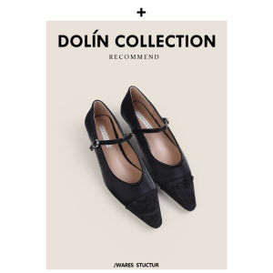 Low Heel French Hepburn Style Mary Jane Shoes Womens Slip-On Pointed Toe Fashionable Casual Ultra-Fine Fiber Interior