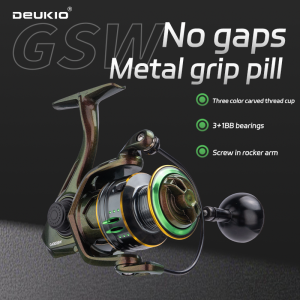 DEUKIO Spinning Fishing Reel 2000-7000 Series Saltwater 5.0:1 Gear  Ratio 33lb Drag Metal Knob Grip Spinning Fishing Reels